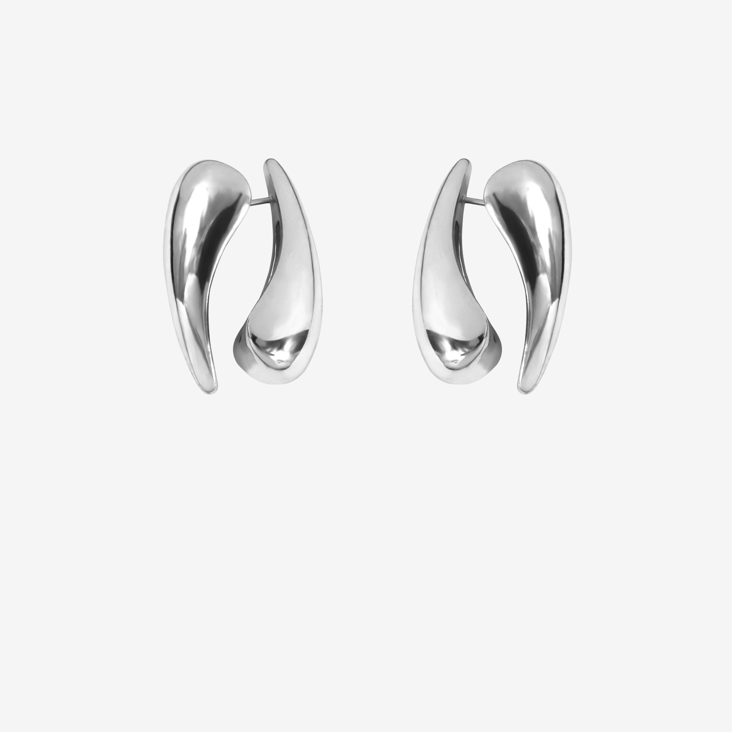 DOUBLE DROP SHAPE EARRINGS (SILVER)