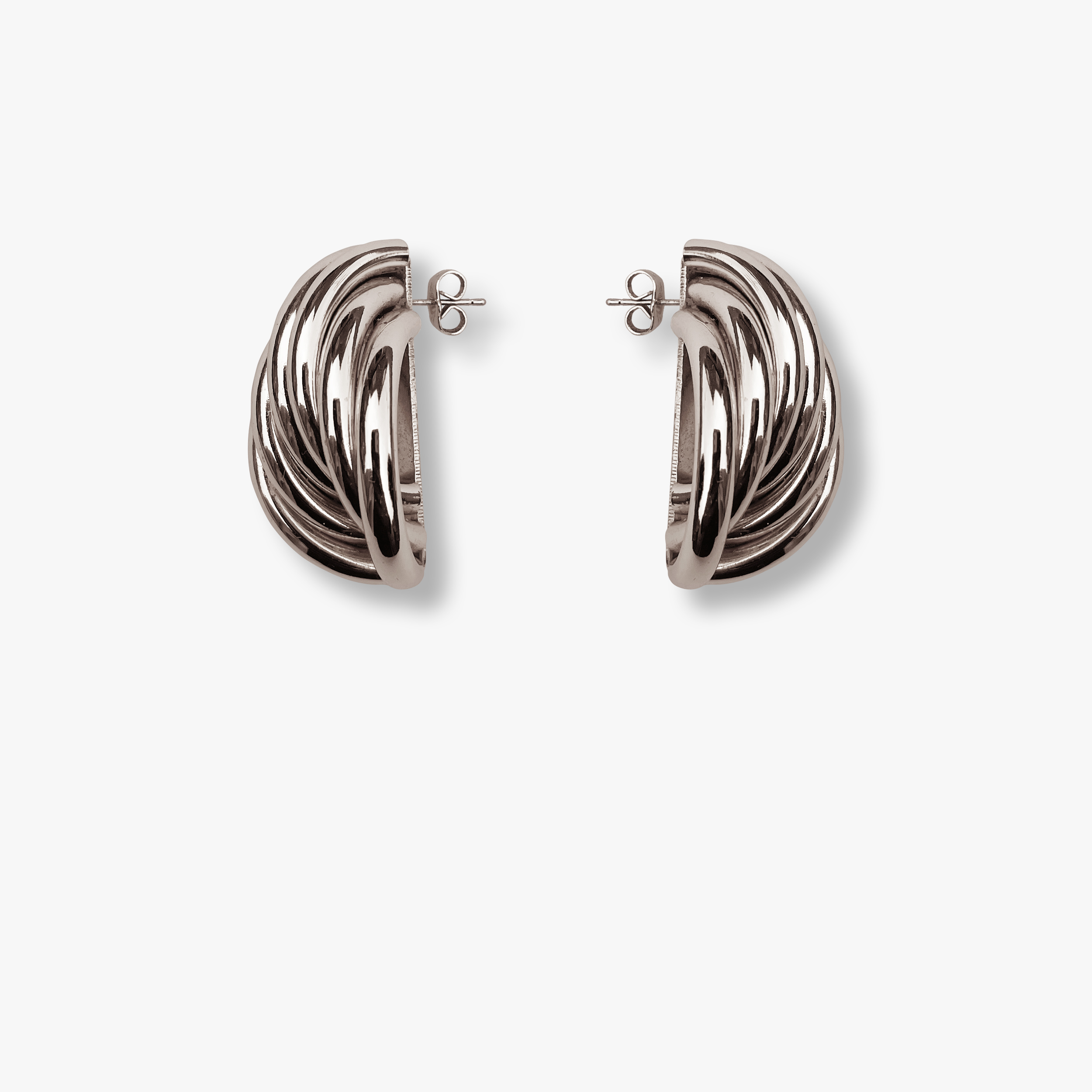 TUBULAR INTERLOCKING EARRINGS (SILVER)