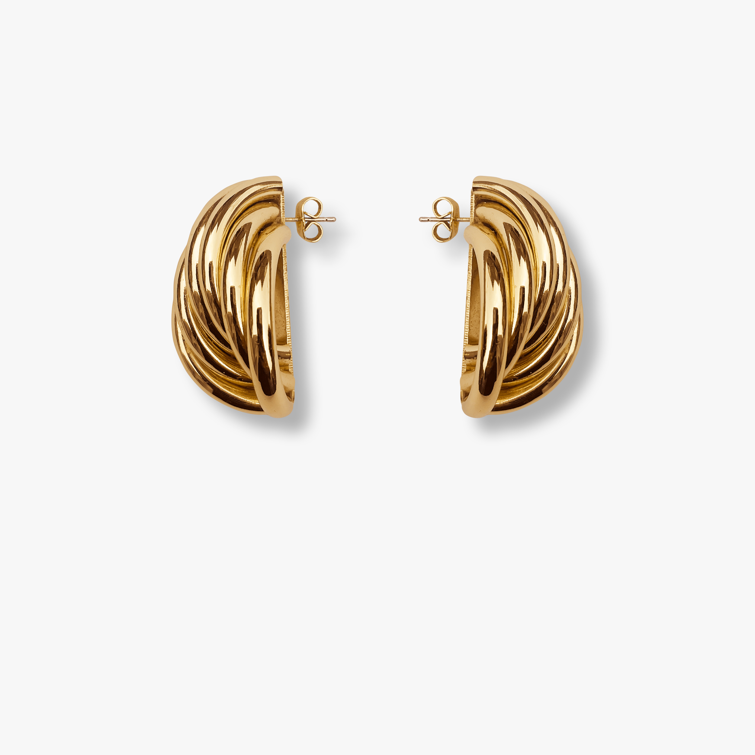 TUBULAR INTERLOCKING EARRINGS (GOLD)