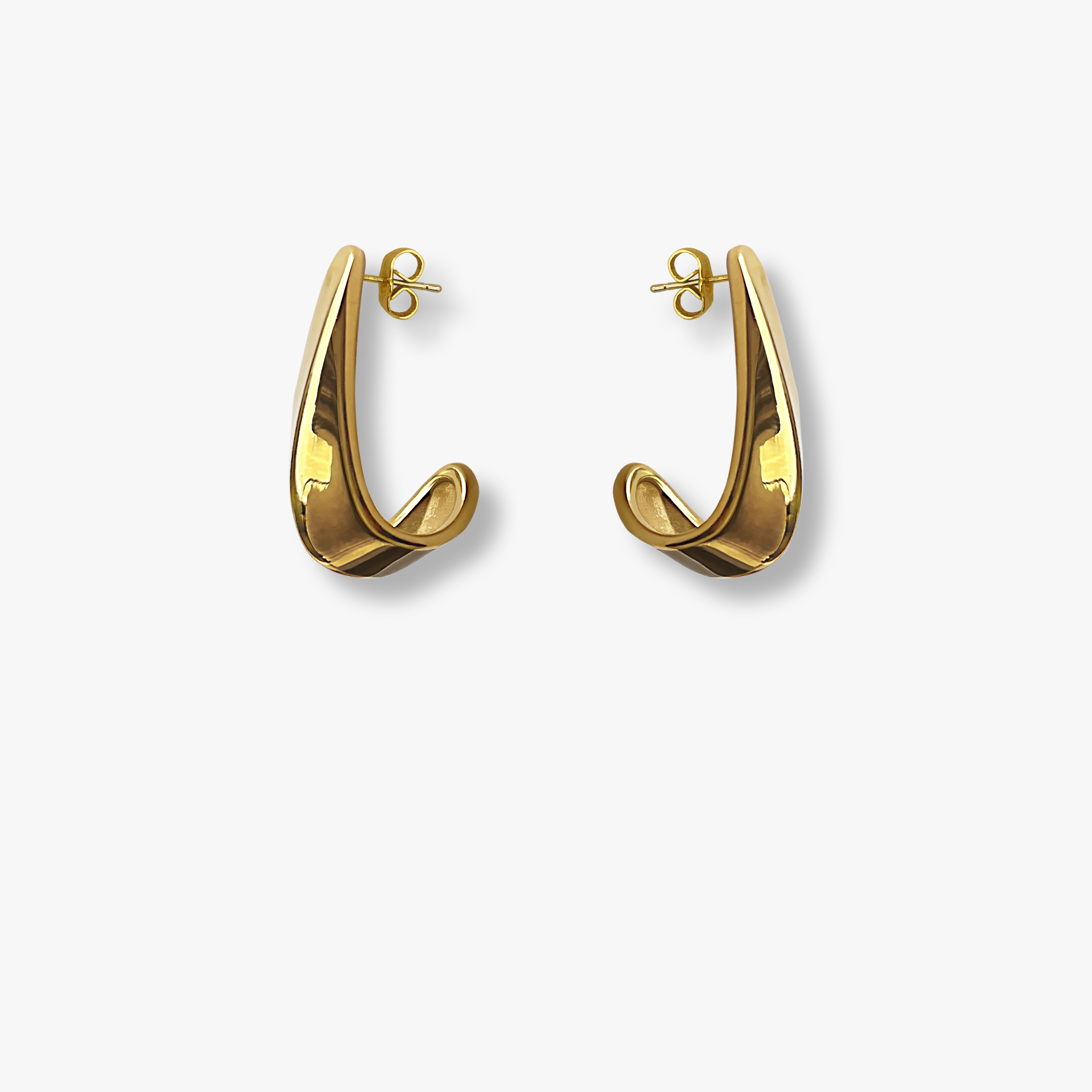 SCULPTURAL SHAPE DROP EARRINGS (GOLD)