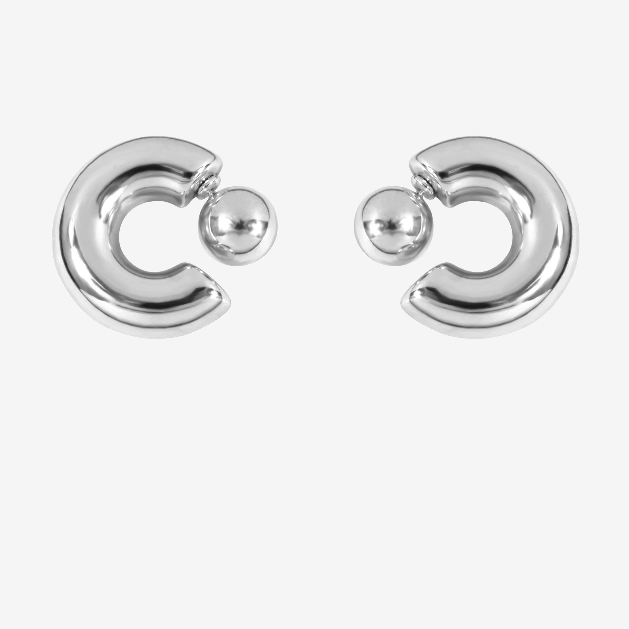 C SHAPE STUD EARRINGS (SILVER)