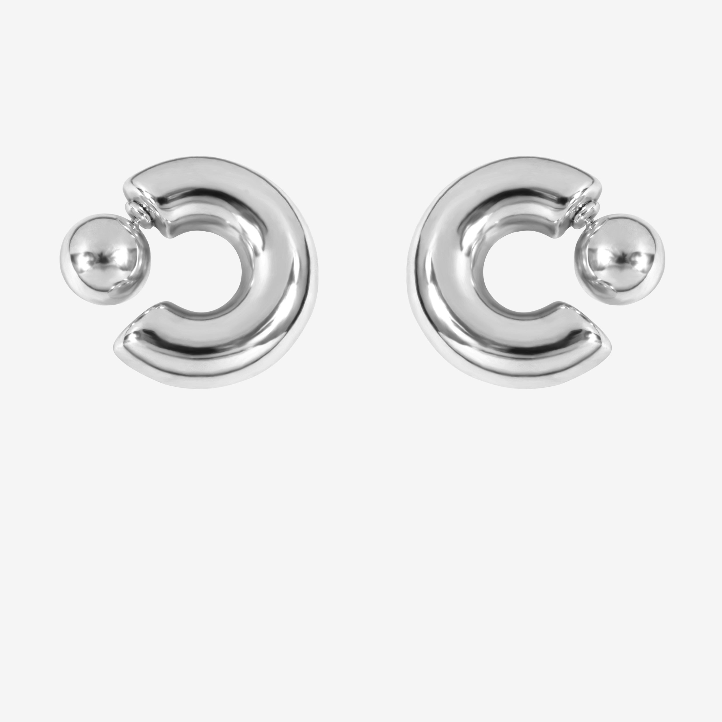 C SHAPE STUD EARRINGS (SILVER)