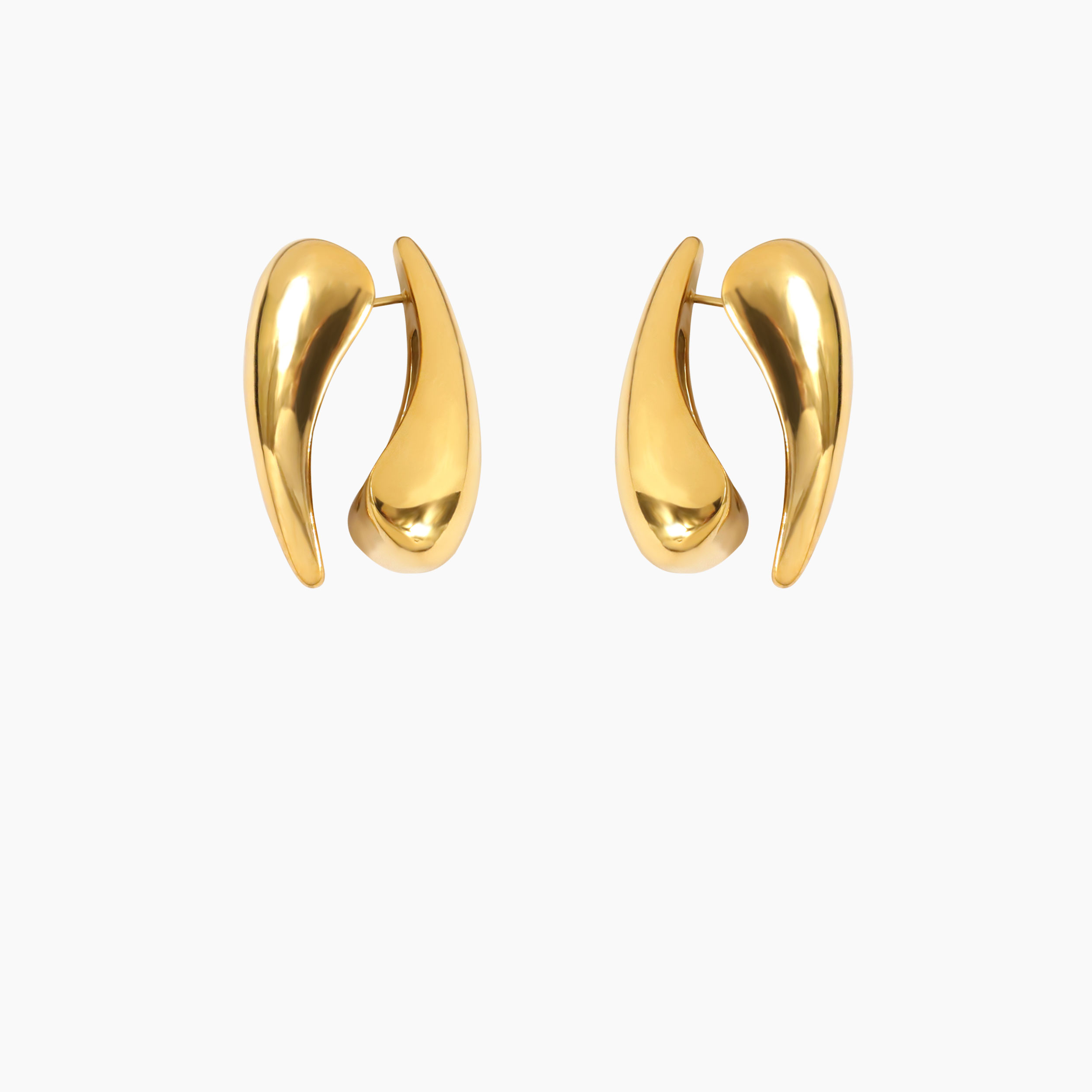 DOUBLE DROP SHAPE EARRINGS (GOLD)