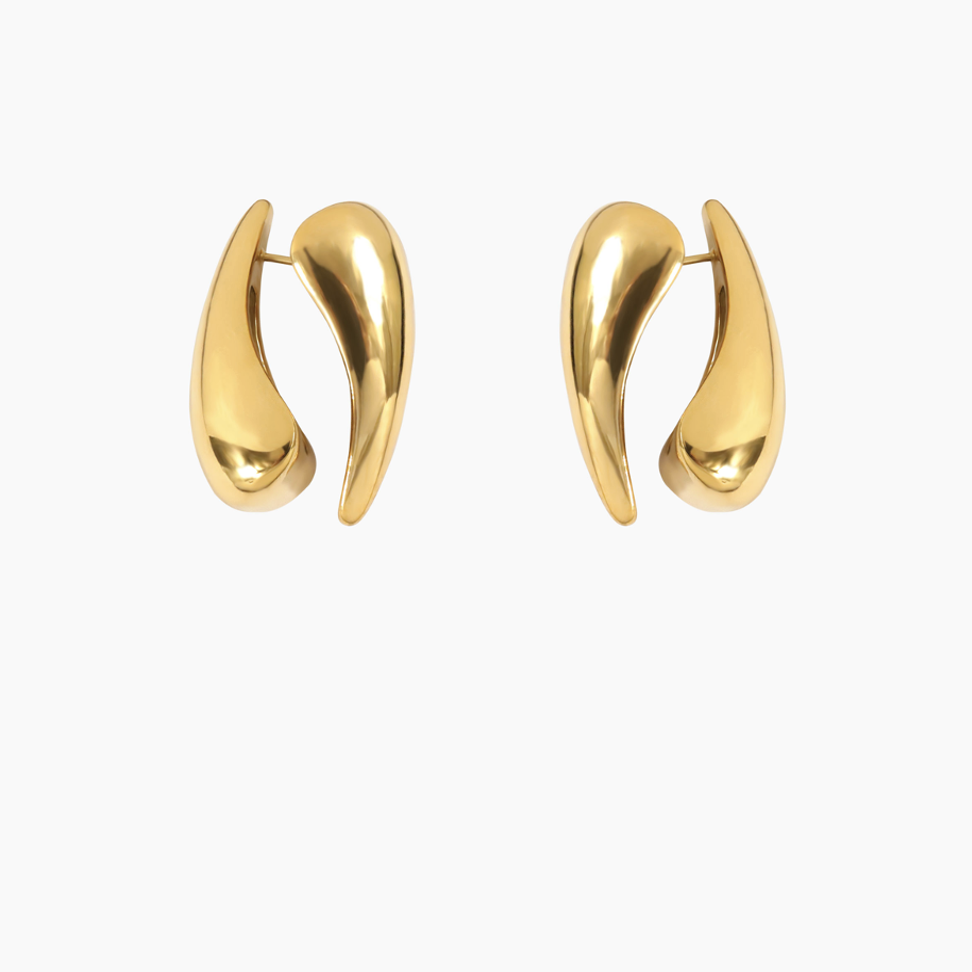 DOUBLE DROP SHAPE EARRINGS (GOLD)